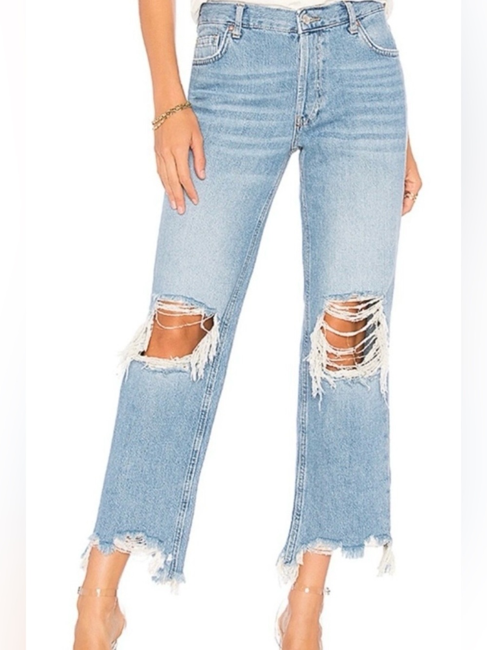 Free People Distressed Cropped Jeans